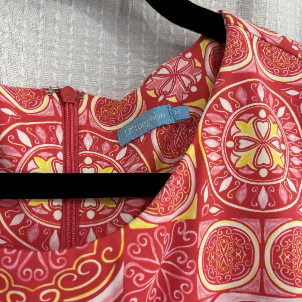 J.McLaughlin Dress Size Medium Sleeveless Sage Pink Medallion Boho Cruise Resort - Picture 3 of 7